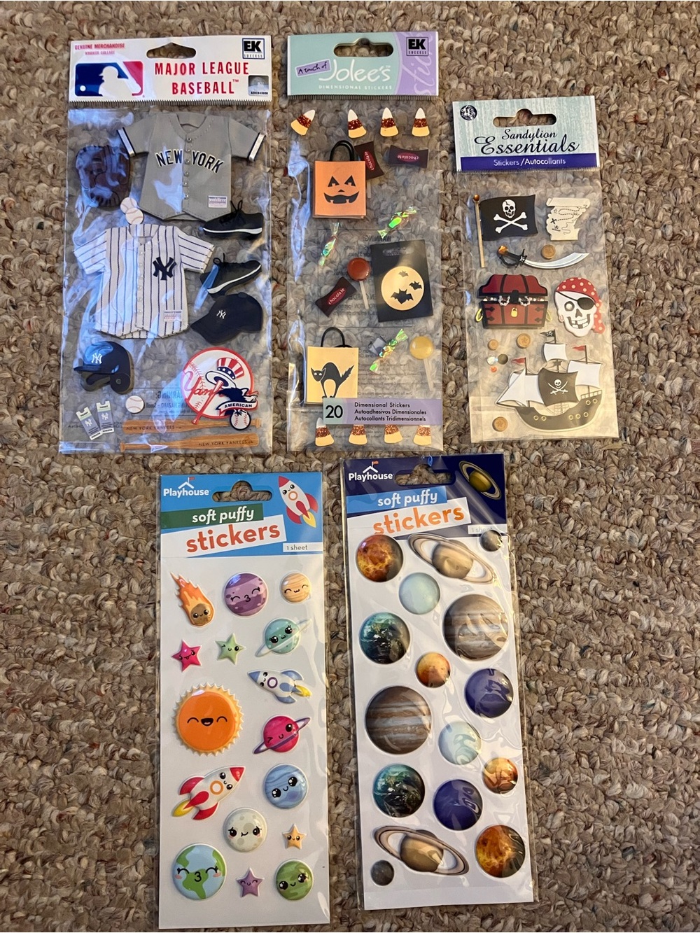 Set of 5 3D stickers